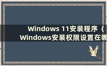 Windows 11安装程序（Windows安装权限设置在哪里）